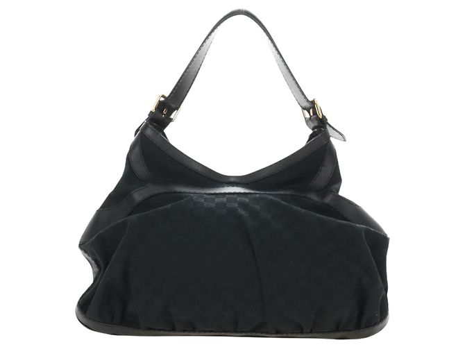 GUCCI GG Canvas Shoulder Bag Black Gold 189884 - vista 3