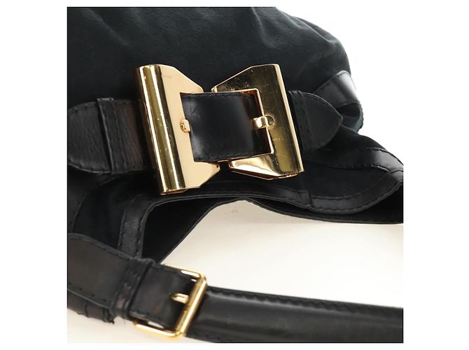 GUCCI GG Canvas Shoulder Bag Black Gold 189884 - vista 6
