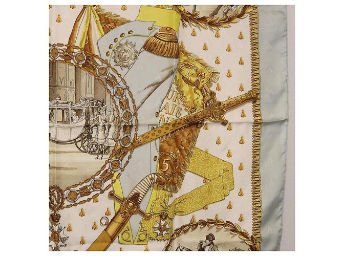 Hermès HERMES Carre 90 Scarf  napoleon  Silk Gray - vista 7