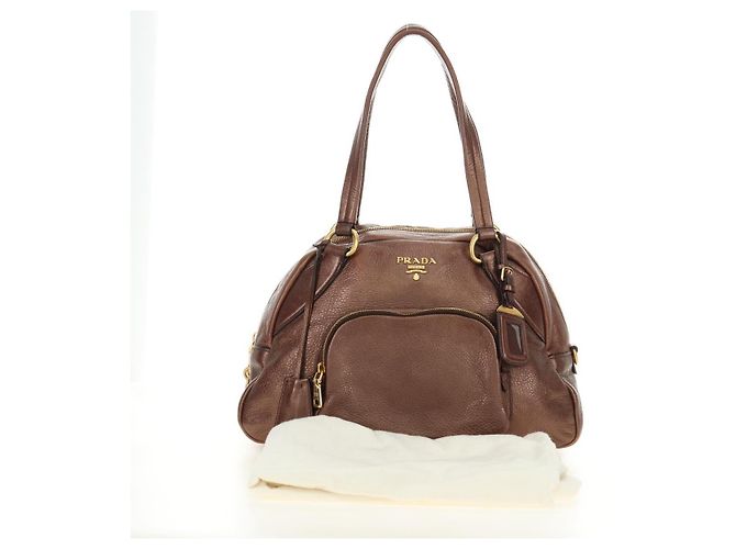 PRADA Ready Lock Shoulder Tote Bag Leather Brown Gold BL0557 - vista 12