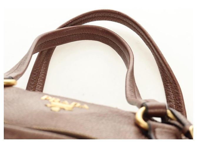 PRADA Ready Lock Shoulder Tote Bag Leather Brown Gold BL0557 - vista 14