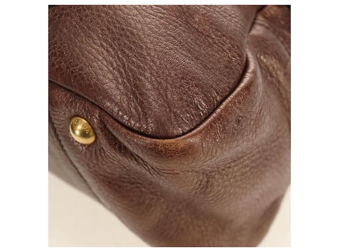 PRADA Ready Lock Shoulder Tote Bag Leather Brown Gold BL0557 - vista 16