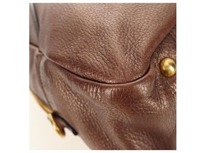 PRADA Ready Lock Shoulder Tote Bag Leather Brown Gold BL0557 - vista 17