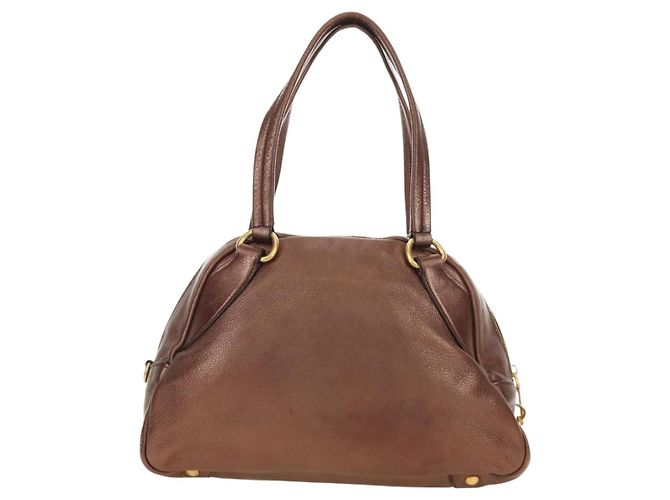 PRADA Ready Lock Shoulder Tote Bag Leather Brown Gold BL0557 - vista 2