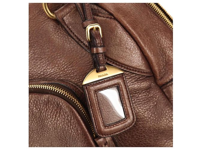PRADA Ready Lock Shoulder Tote Bag Leather Brown Gold BL0557 - vista 22