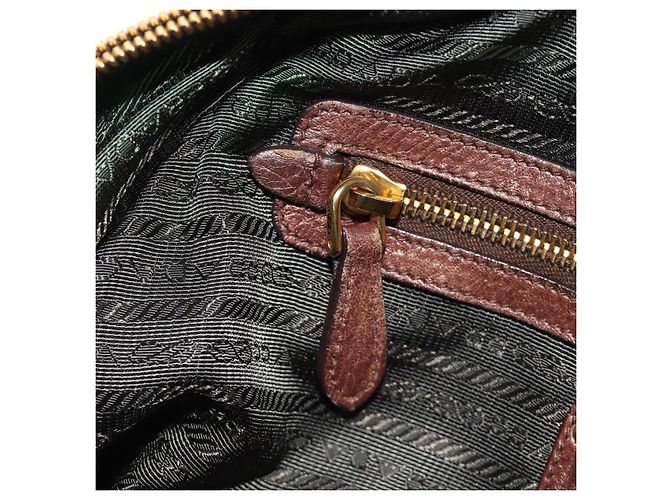 PRADA Ready Lock Shoulder Tote Bag Leather Brown Gold BL0557 - vista 27