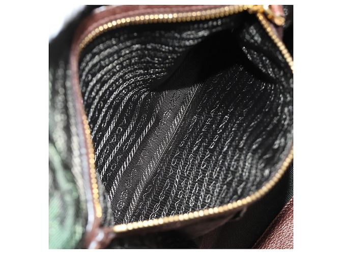 PRADA Ready Lock Shoulder Tote Bag Leather Brown Gold BL0557 - vista 28