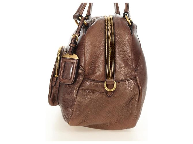 PRADA Ready Lock Shoulder Tote Bag Leather Brown Gold BL0557 - vista 3