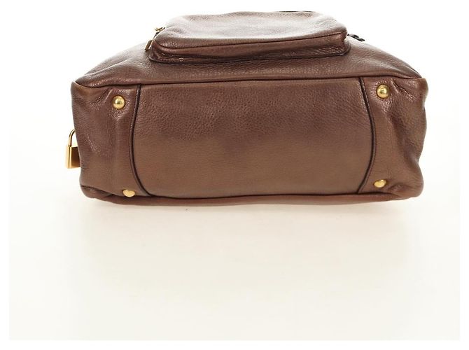 PRADA Ready Lock Shoulder Tote Bag Leather Brown Gold BL0557 - vista 5