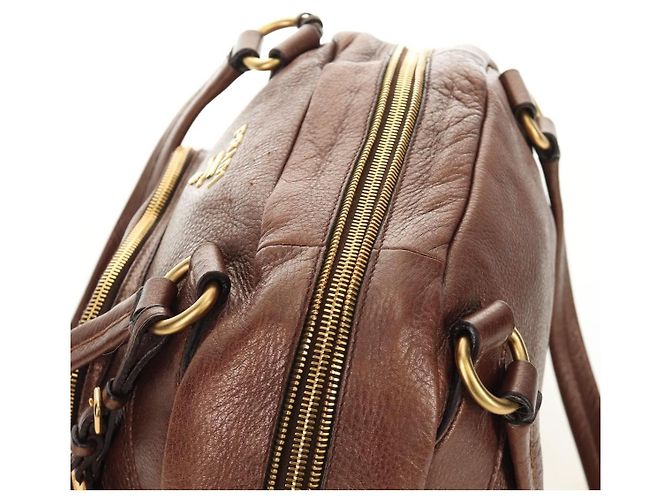 PRADA Ready Lock Shoulder Tote Bag Leather Brown Gold BL0557 - vista 6