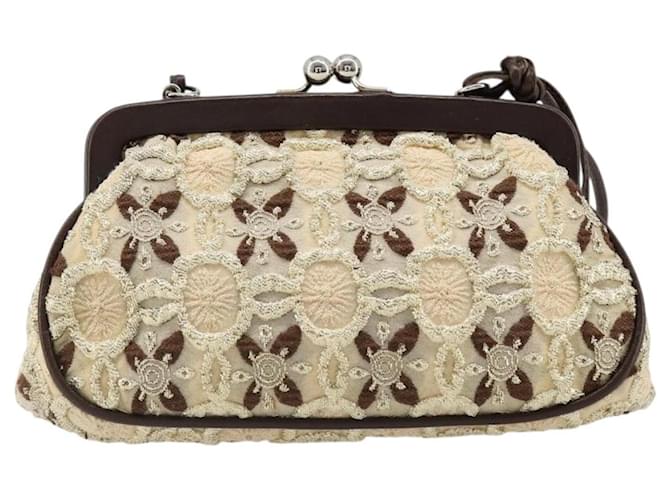 PRADA Coin Purse Shoulder Pouch Canvas Beige Silver - vista 13