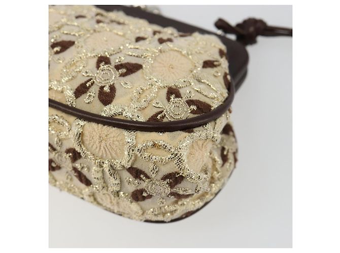 PRADA Coin Purse Shoulder Pouch Canvas Beige Silver - vista 15