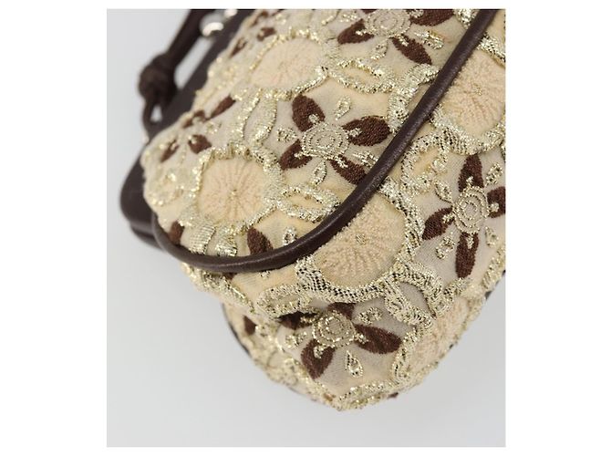 PRADA Coin Purse Shoulder Pouch Canvas Beige Silver - vista 16