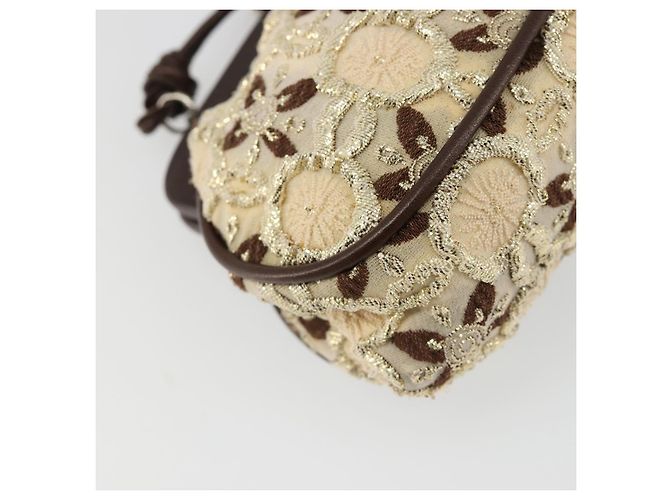 PRADA Coin Purse Shoulder Pouch Canvas Beige Silver - vista 18