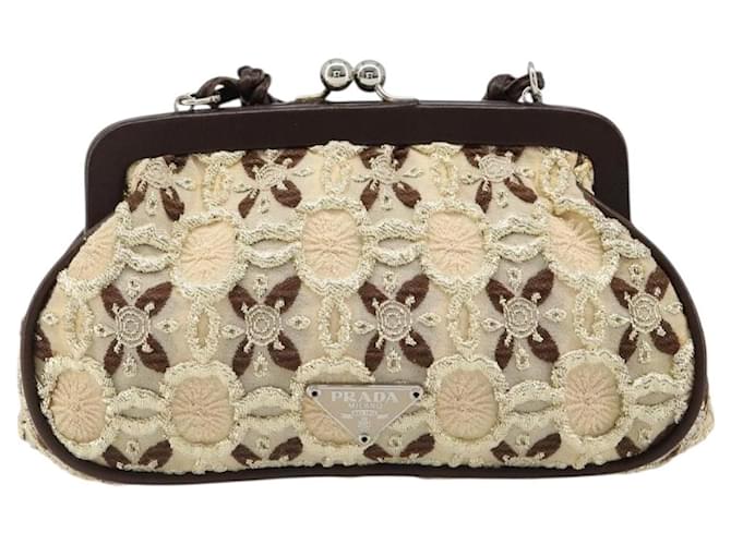 PRADA Coin Purse Shoulder Pouch Canvas Beige Silver - vista 2