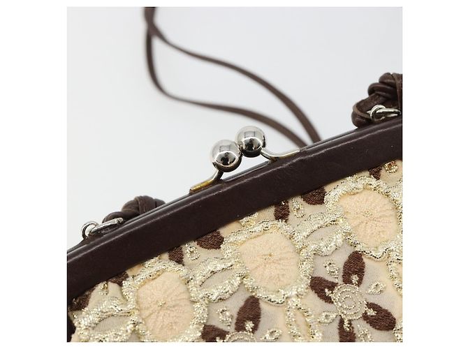 PRADA Coin Purse Shoulder Pouch Canvas Beige Silver - vista 20