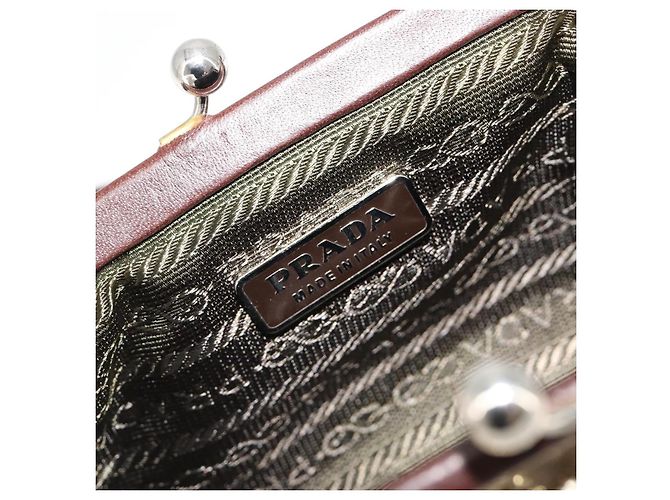 PRADA Coin Purse Shoulder Pouch Canvas Beige Silver - vista 21