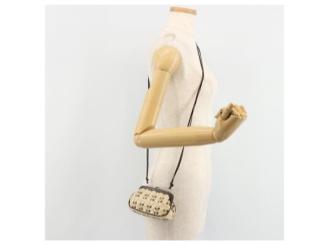PRADA Coin Purse Shoulder Pouch Canvas Beige Silver - vista 24