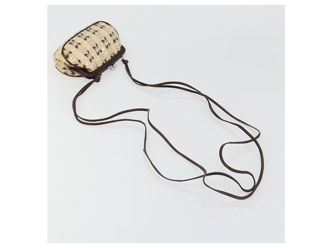 PRADA Coin Purse Shoulder Pouch Canvas Beige Silver - vista 7