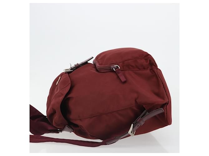 PRADA Rucksack Nylon Rot Silber - Ansicht 4