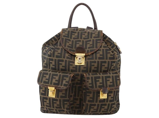 FENDI Zucca Canvas Backpack Brown Black - vista 13