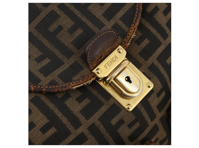 FENDI Zucca Canvas Backpack Brown Black - vista 19