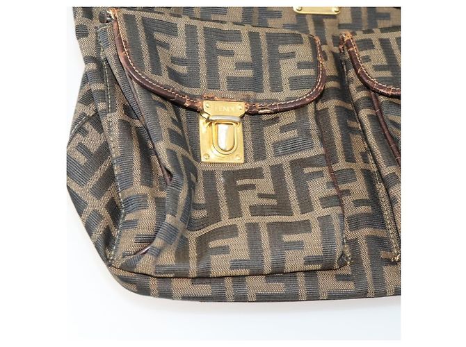 FENDI Zucca Canvas Backpack Brown Black - vista 27