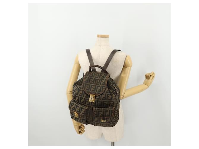 FENDI Zucca Canvas Backpack Brown Black - vista 29