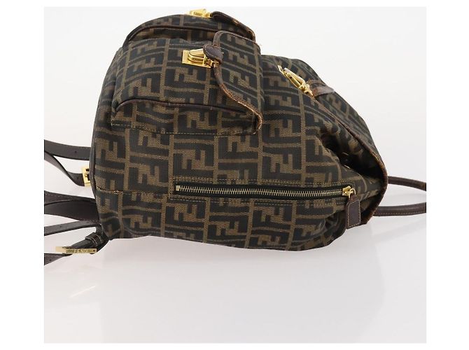 FENDI Zucca Canvas Backpack Brown Black - vista 3