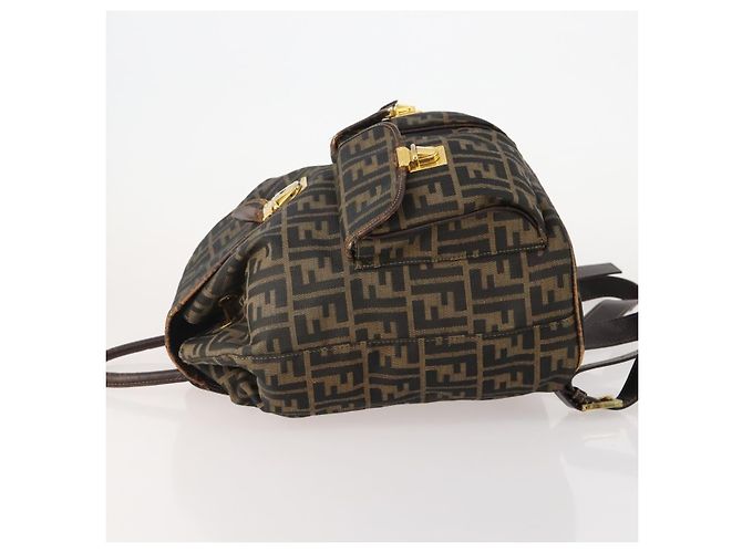 FENDI Zucca Canvas Backpack Brown Black - vista 4