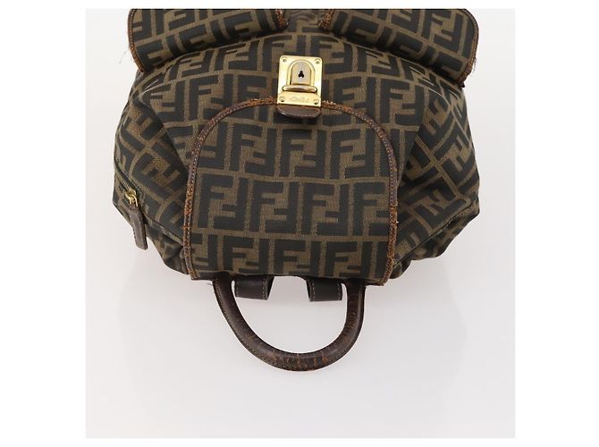 FENDI Zucca Canvas Backpack Brown Black - vista 6