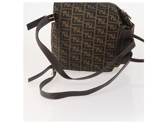 FENDI Zucca Canvas Backpack Brown Black - vista 8