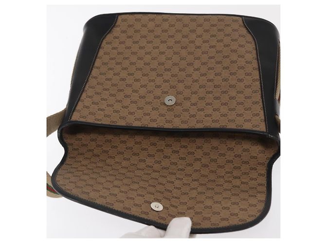 GUCCI Micro GG Supreme Web Sherry Line Bag PVC Beige Silver - vista 10
