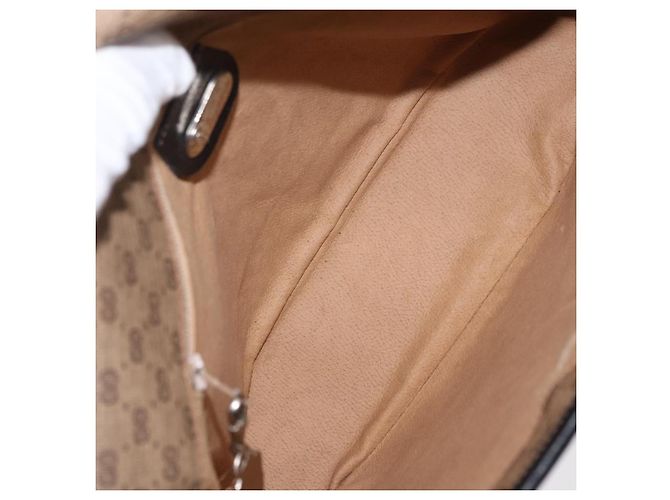 GUCCI Micro GG Supreme Web Sherry Line Bag PVC Beige Silver - vista 11