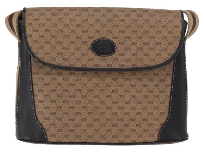 GUCCI Micro GG Supreme Web Sherry Line Bag PVC Beige Silver - vista 13