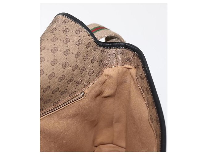 GUCCI Micro GG Supreme Web Sherry Line Bag PVC Beige Silver - vista 19