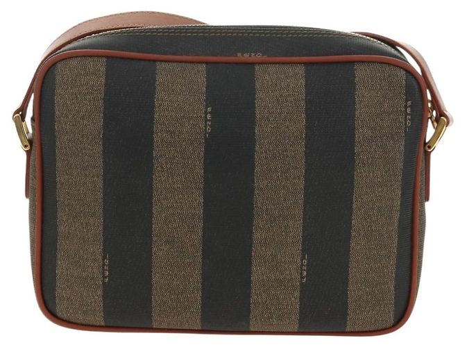 FENDI Pecan Canvas Shoulder Bag PVC Brown Black - vista 2