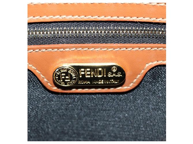 FENDI Pecan Canvas Shoulder Bag PVC Brown Black - vista 20