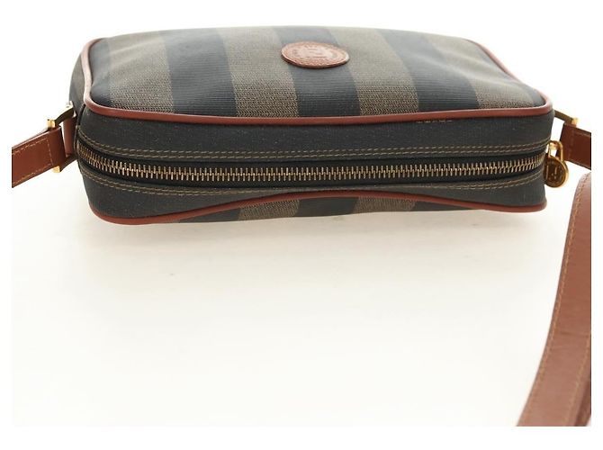FENDI Pecan Canvas Shoulder Bag PVC Brown Black - vista 6