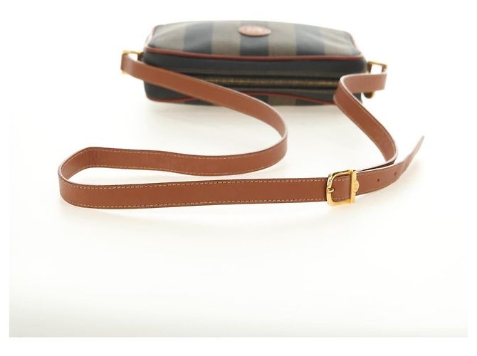 FENDI Pecan Canvas Shoulder Bag PVC Brown Black - vista 7
