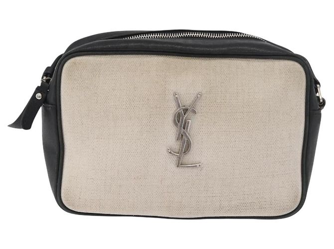 SAINT LAURENT Shoulder Bag Coated Canvas Silver Beige - vista 13