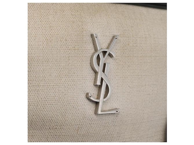 SAINT LAURENT Shoulder Bag Coated Canvas Silver Beige - vista 18