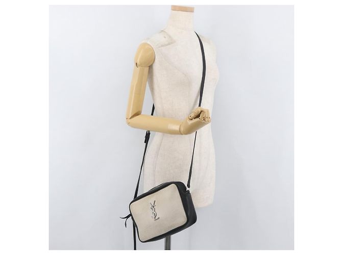 SAINT LAURENT Shoulder Bag Coated Canvas Silver Beige - vista 23