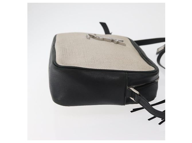 SAINT LAURENT Shoulder Bag Coated Canvas Silver Beige - vista 4