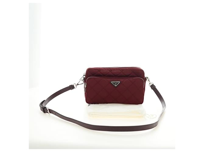 PRADA Shoulder Bag Nylon Bordeaux Silver - vista 12