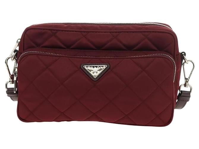 PRADA Shoulder Bag Nylon Bordeaux Silver - vista 13