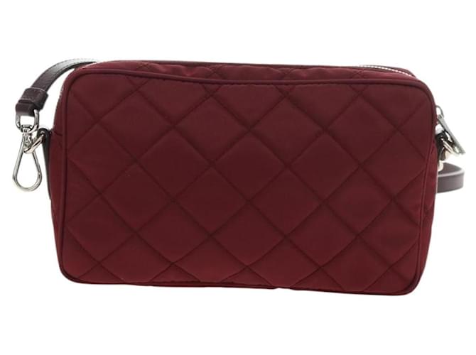 PRADA Shoulder Bag Nylon Bordeaux Silver - vista 2