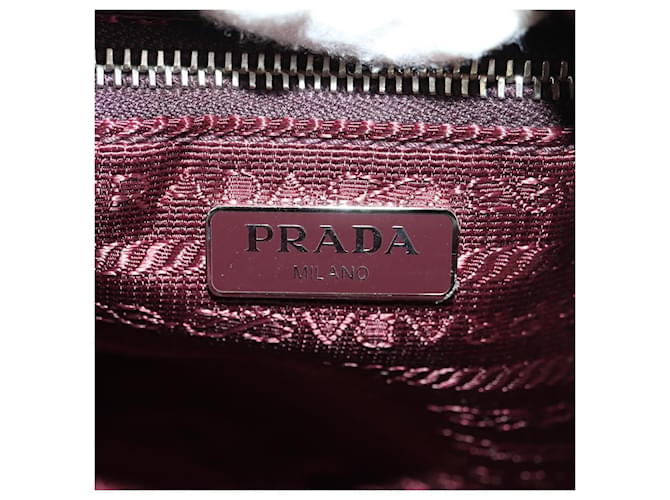 PRADA Shoulder Bag Nylon Bordeaux Silver - vista 22