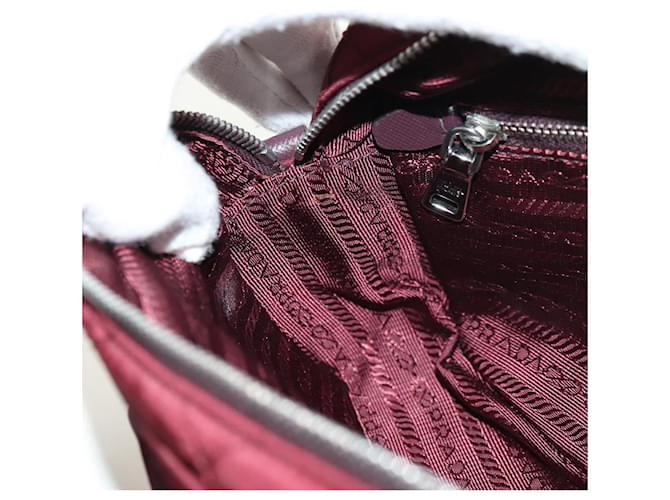 PRADA Shoulder Bag Nylon Bordeaux Silver - vista 24
