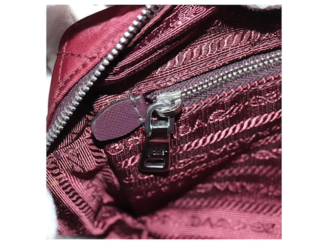PRADA Shoulder Bag Nylon Bordeaux Silver - vista 25
